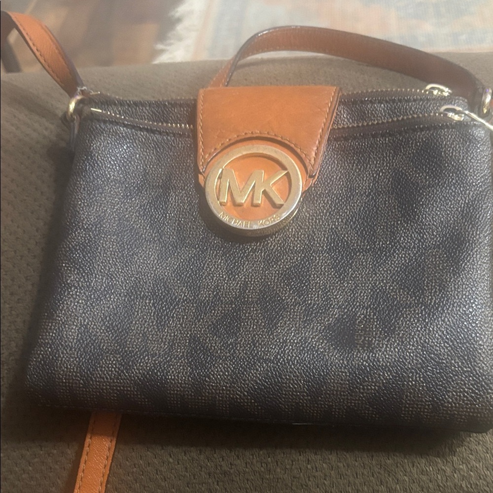 Michael Kors Black and Brown Crossbody Bag